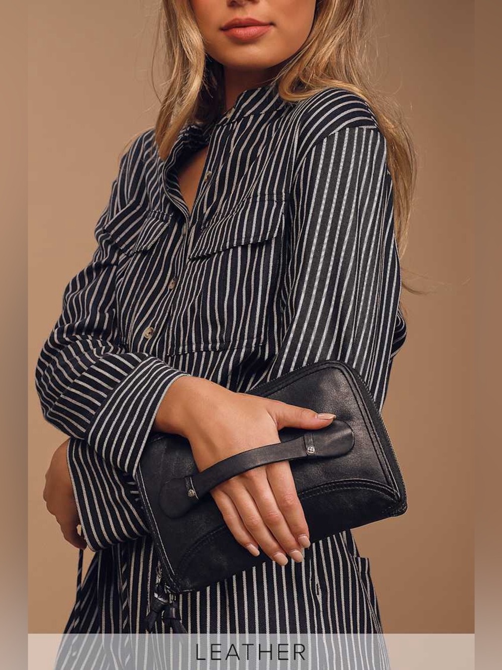 We the Free Traveler Black Leather Wallet Free People Sheep’s Leather Crossbody
